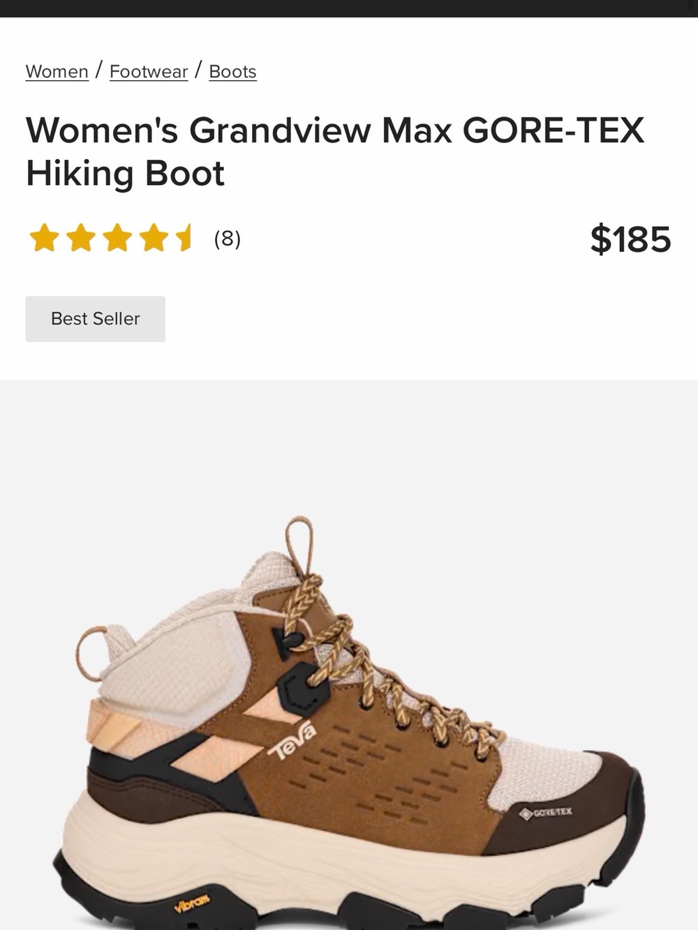 BRAND NEW IN BOX Teva Women's Lace-Up Hiking Boots in Tan and Cream size 7